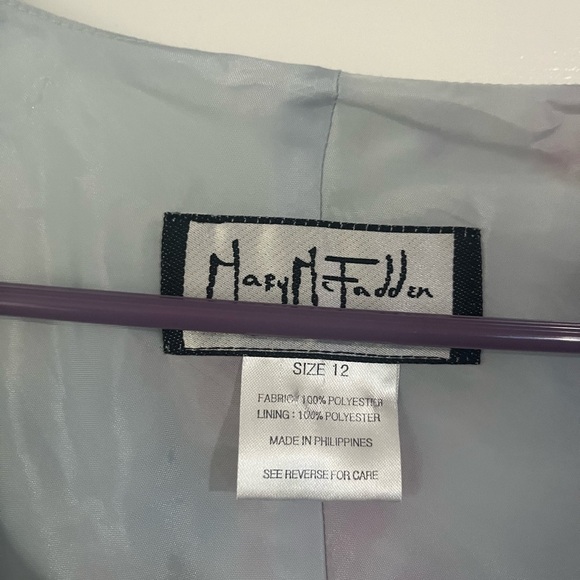 Mary McFadden floral print long midi blue ruffle sleeve  dress size 12 - Picture 2 of 7